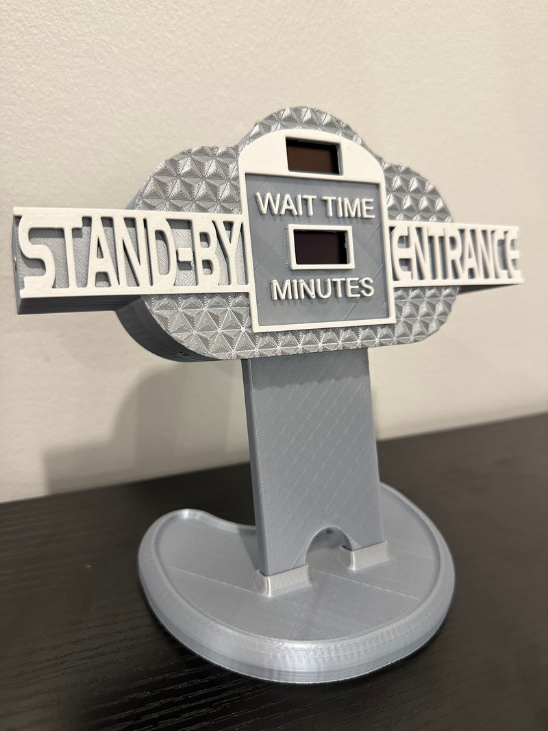 Silver Globe Wait Time Sign